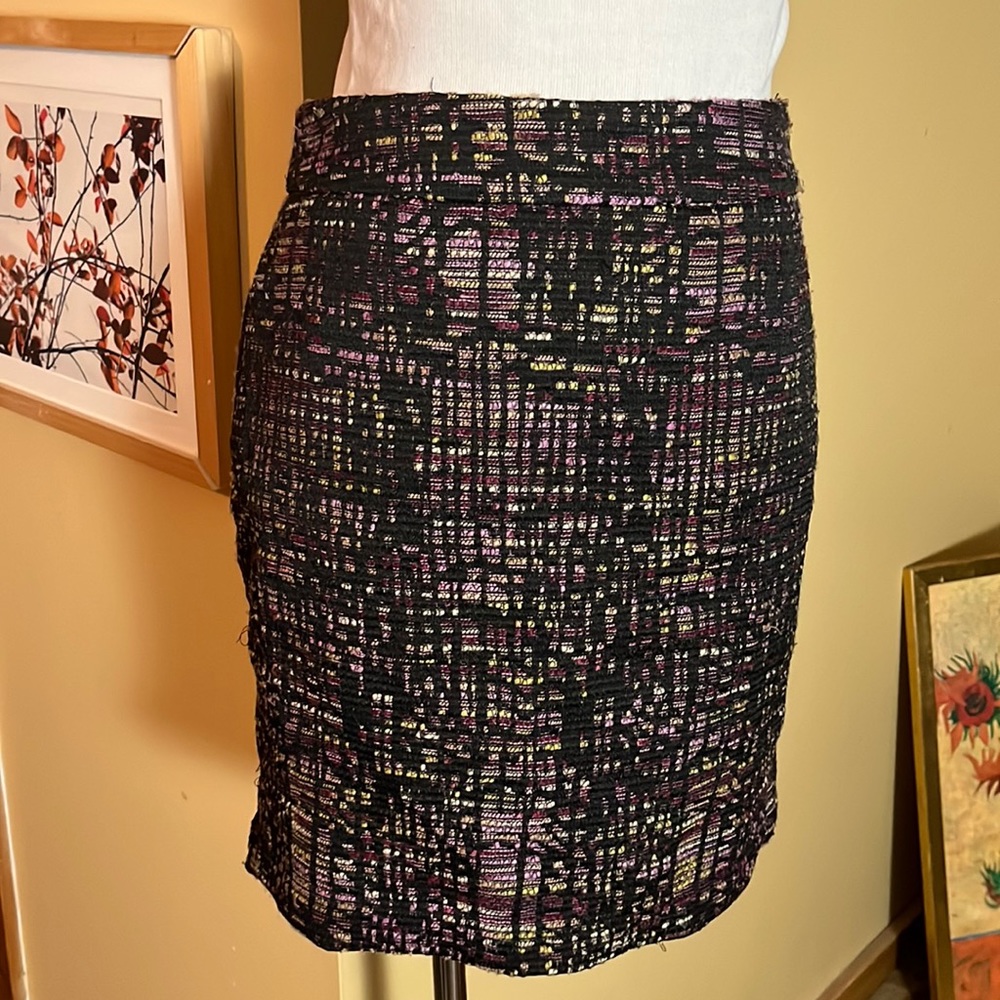 ANN TAYLOR Size 2P Tweed Textured Skirt Fall Purple/Black Graphic Career $90 NEW